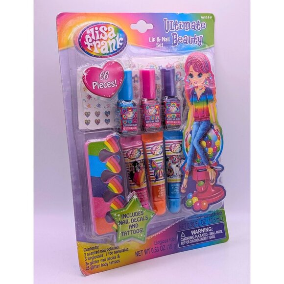 NEW Lisa Frank Ultimate Beauty Lip & Nail 66 Piece Set Gloss Polish Sealed Y2K - Picture 1 of 3